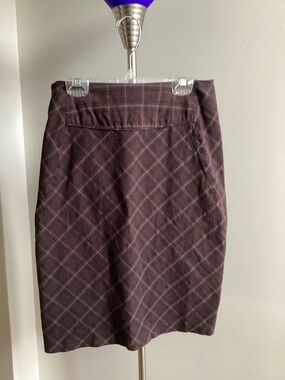 Brown and purple plaid pencil skirt